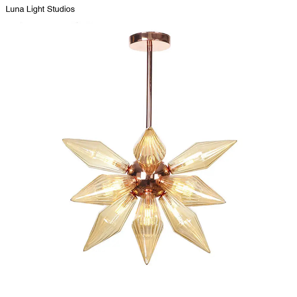 Sputnik Clear/Amber Glass Chandelier - 9/12/15 Bulbs - Brass/Copper Finish - Living Room Lighting Fixture