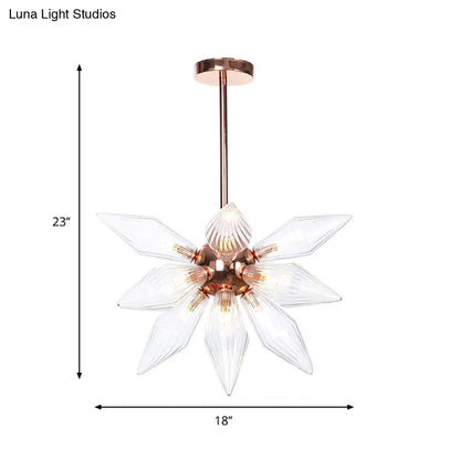 Sputnik Clear/Amber Glass Chandelier - 9/12/15 Bulbs - Brass/Copper Finish - Living Room Lighting Fixture