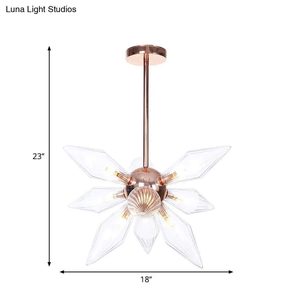 Sputnik Clear/Amber Glass Chandelier - 9/12/15 Bulbs - Brass/Copper Finish - Living Room Lighting Fixture