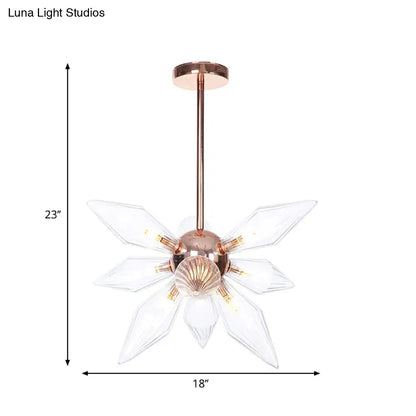 Sputnik Clear/Amber Glass Chandelier - 9/12/15 Bulbs - Brass/Copper Finish - Living Room Lighting Fixture