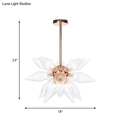Sputnik Clear/Amber Glass Chandelier - 9/12/15 Bulbs - Brass/Copper Finish - Living Room Lighting Fixture