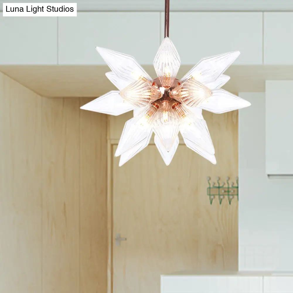 Sputnik Clear/Amber Glass Chandelier - 9/12/15 Bulbs - Brass/Copper Finish - Living Room Lighting Fixture