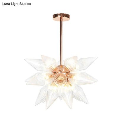 Sputnik Clear/Amber Glass Chandelier - 9/12/15 Bulbs - Brass/Copper Finish - Living Room Lighting Fixture
