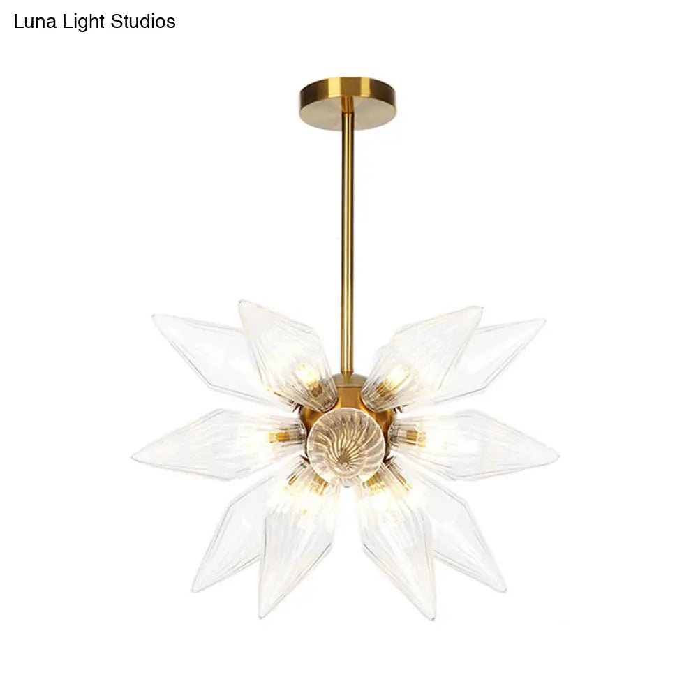 Sputnik Clear/Amber Glass Chandelier - 9/12/15 Bulbs - Brass/Copper Finish - Living Room Lighting Fixture