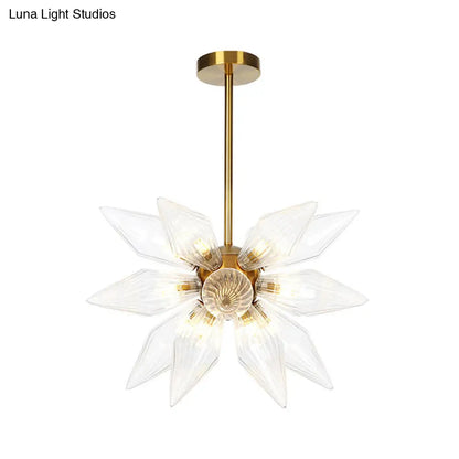 Sputnik Clear/Amber Glass Chandelier - 9/12/15 Bulbs - Brass/Copper Finish - Living Room Lighting Fixture