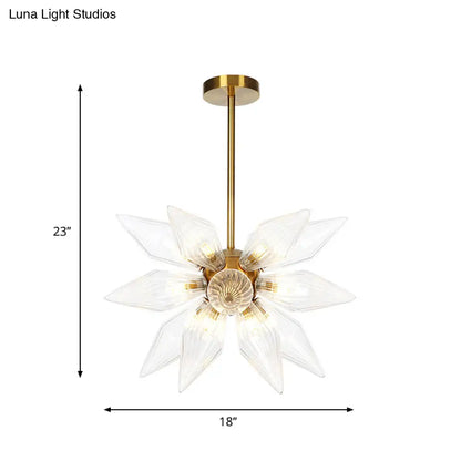 Sputnik Clear/Amber Glass Chandelier - 9/12/15 Bulbs - Brass/Copper Finish - Living Room Lighting Fixture