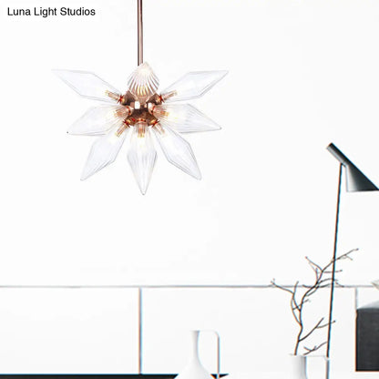 Sputnik Clear/Amber Glass Chandelier - 9/12/15 Bulbs - Brass/Copper Finish - Living Room Lighting Fixture