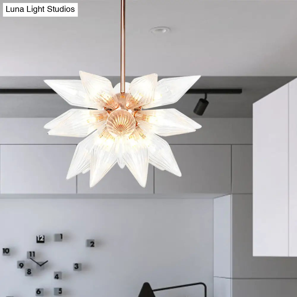 Sputnik Clear/Amber Glass Chandelier - 9/12/15 Bulbs - Brass/Copper Finish - Living Room Lighting Fixture