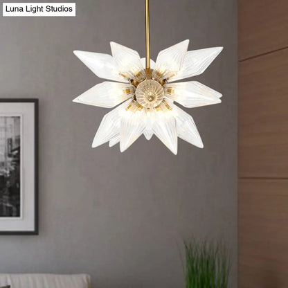 Sputnik Clear/Amber Glass Chandelier - 9/12/15 Bulbs - Brass/Copper Finish - Living Room Lighting Fixture