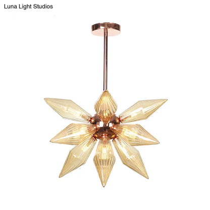 Sputnik Clear/Amber Glass Chandelier - 9/12/15 Bulbs - Brass/Copper Finish - Living Room Lighting Fixture