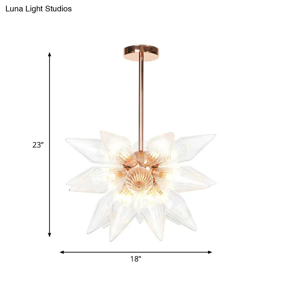 Sputnik Clear/Amber Glass Chandelier - 9/12/15 Bulbs - Brass/Copper Finish - Living Room Lighting Fixture