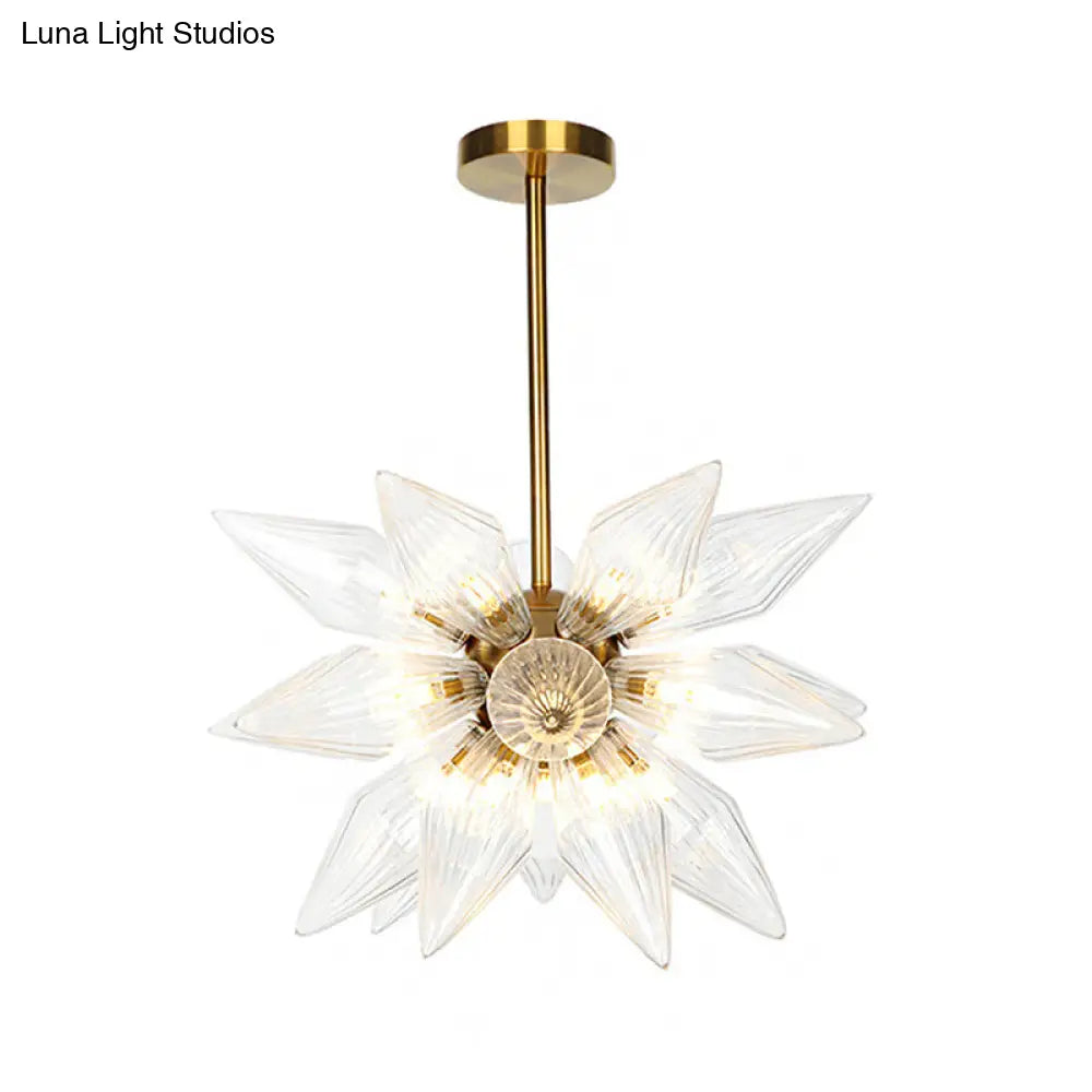 Sputnik Clear/Amber Glass Chandelier - 9/12/15 Bulbs - Brass/Copper Finish - Living Room Lighting Fixture
