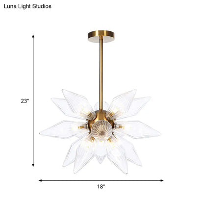 Sputnik Clear/Amber Glass Chandelier - 9/12/15 Bulbs - Brass/Copper Finish - Living Room Lighting Fixture