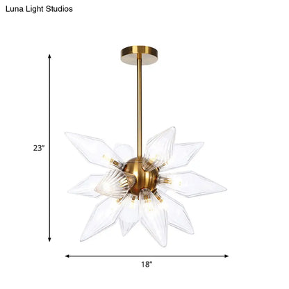 Sputnik Clear/Amber Glass Chandelier - 9/12/15 Bulbs - Brass/Copper Finish - Living Room Lighting Fixture