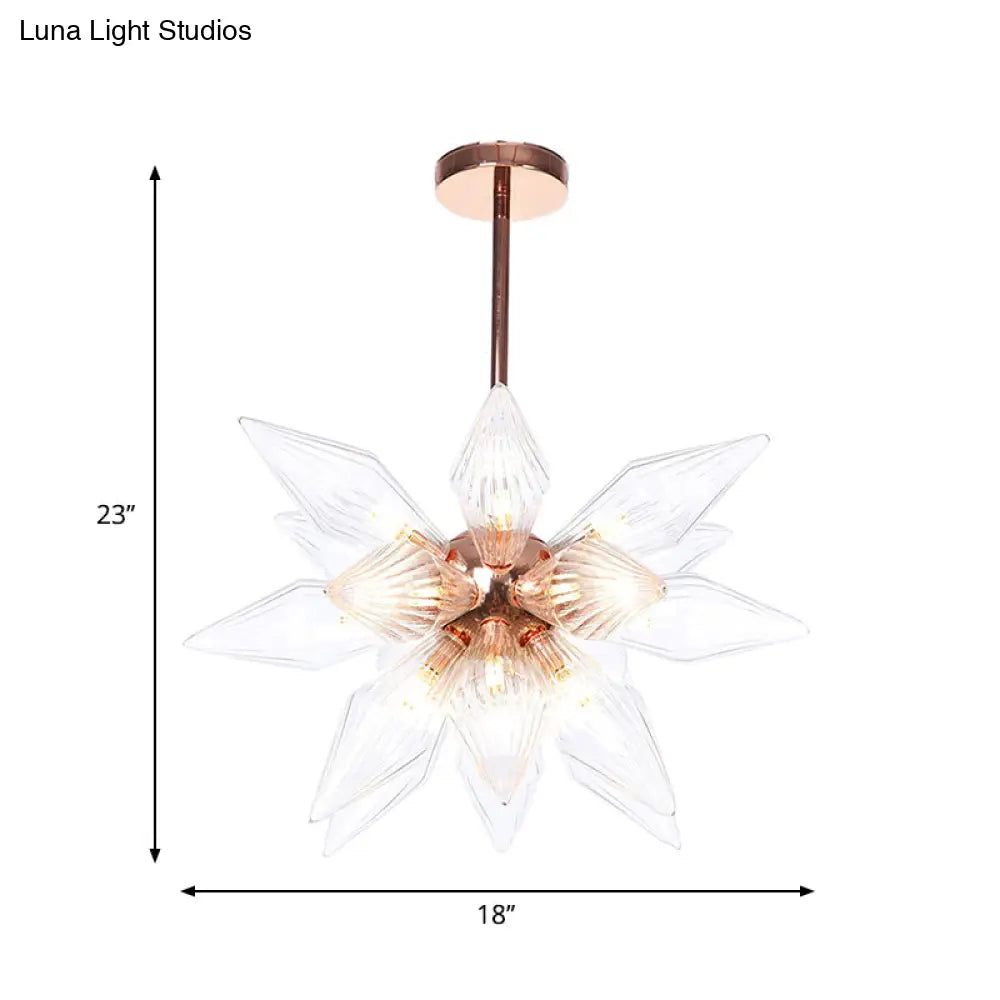 Sputnik Clear/Amber Glass Chandelier - 9/12/15 Bulbs - Brass/Copper Finish - Living Room Lighting Fixture
