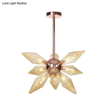 Sputnik Clear/Amber Glass Chandelier - 9/12/15 Bulbs - Brass/Copper Finish - Living Room Lighting Fixture