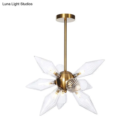 Sputnik Clear/Amber Glass Chandelier - 9/12/15 Bulbs - Brass/Copper Finish - Living Room Lighting Fixture
