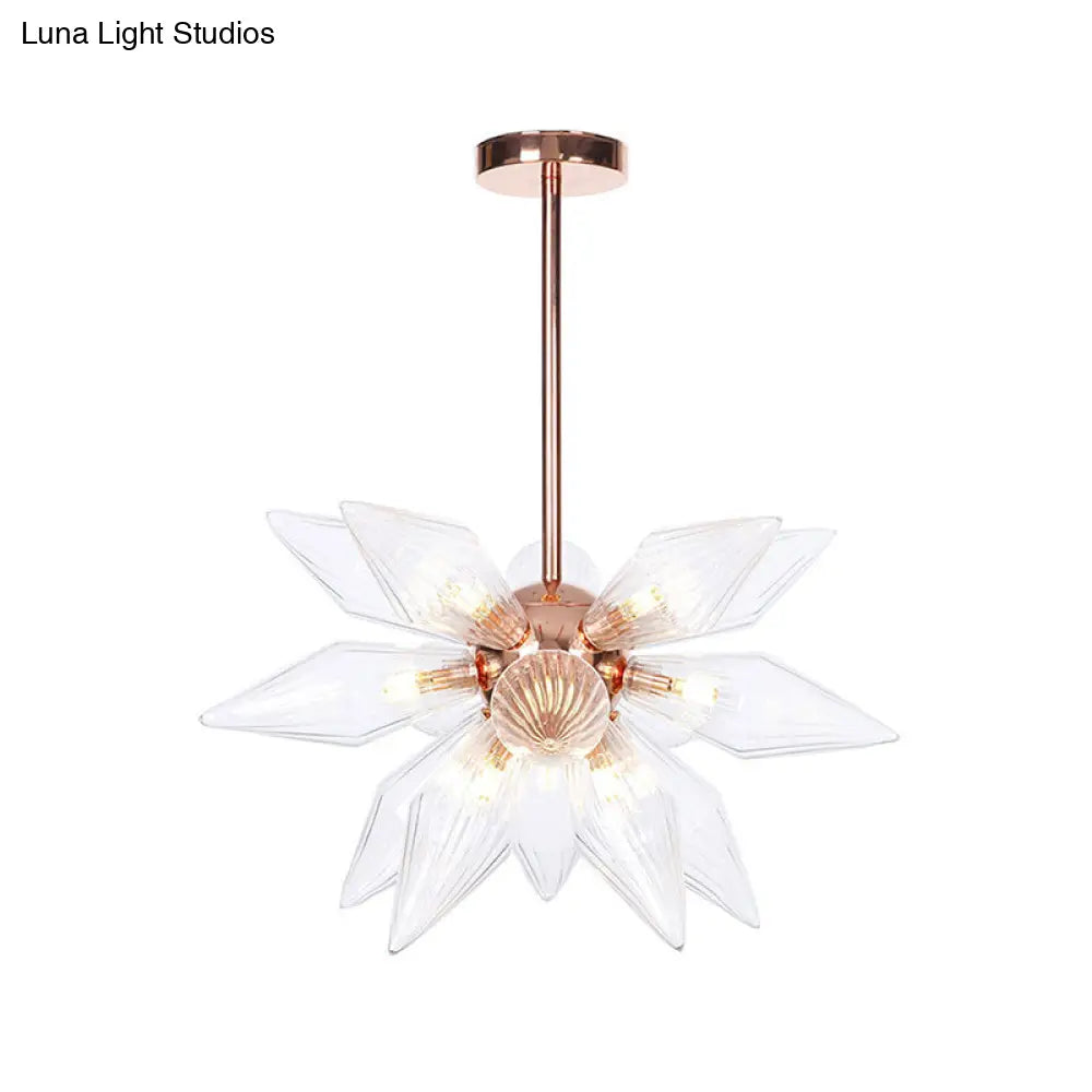 Sputnik Clear/Amber Glass Chandelier - 9/12/15 Bulbs - Brass/Copper Finish - Living Room Lighting Fixture
