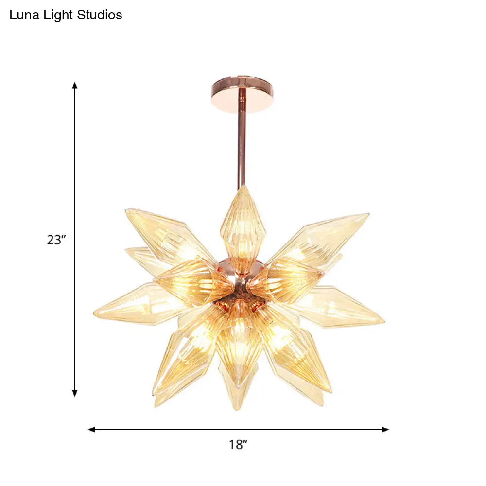 Sputnik Clear/Amber Glass Chandelier - 9/12/15 Bulbs - Brass/Copper Finish - Living Room Lighting Fixture