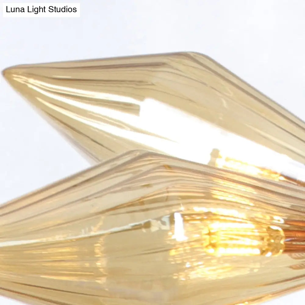 Sputnik Clear/Amber Glass Chandelier - 9/12/15 Bulbs - Brass/Copper Finish - Living Room Lighting Fixture