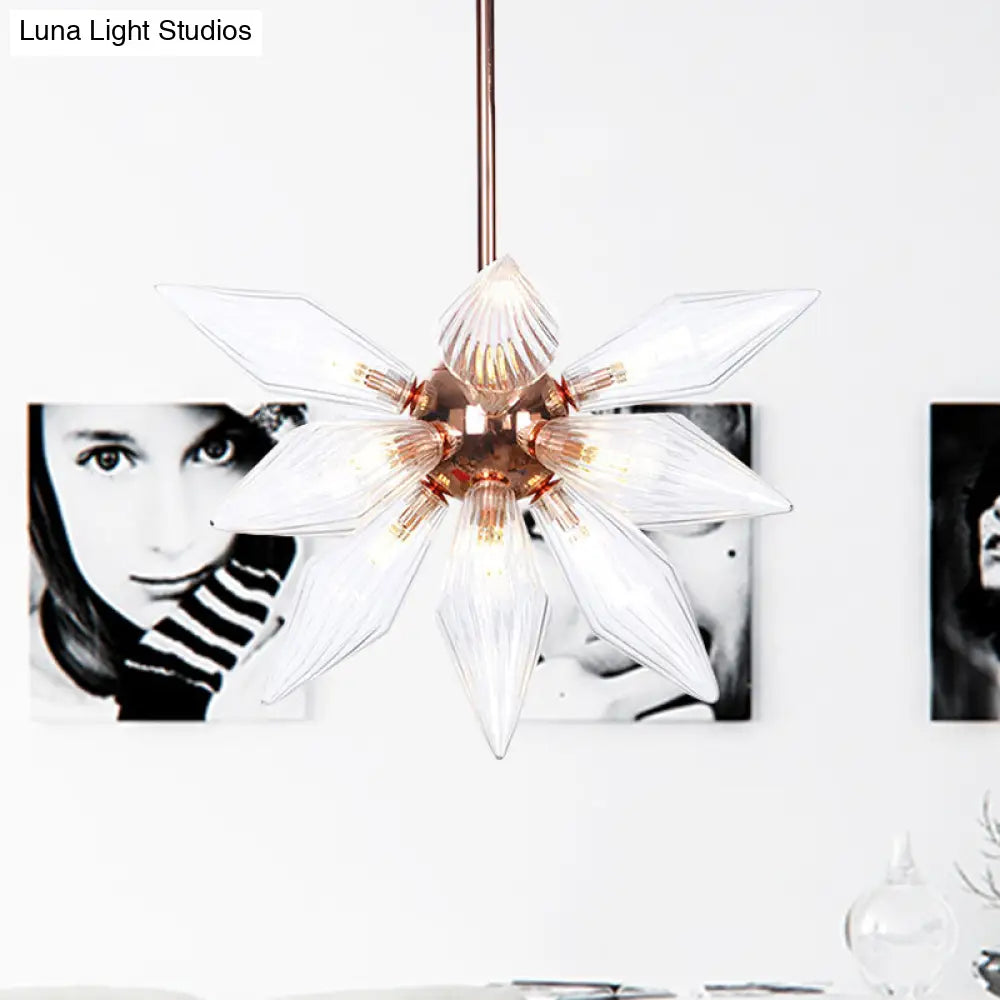 Sputnik Clear/Amber Glass Chandelier - 9/12/15 Bulbs - Brass/Copper Finish - Living Room Lighting Fixture