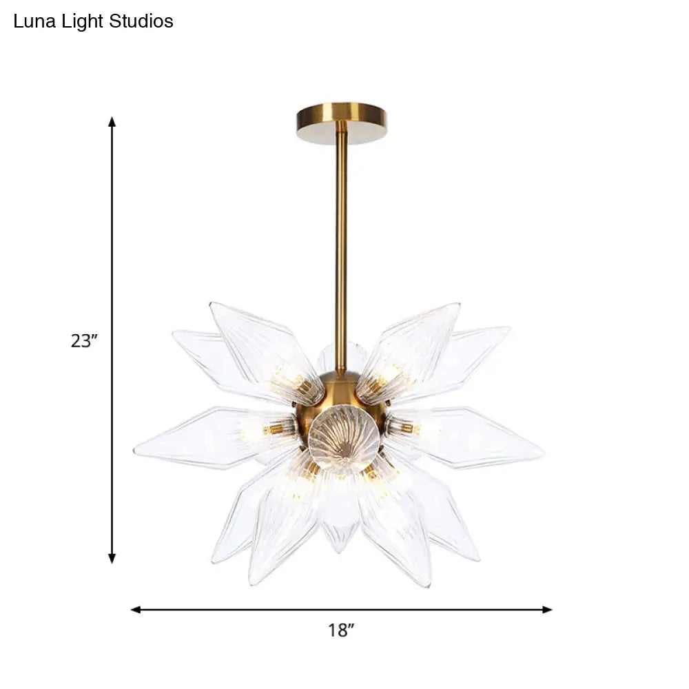 Sputnik Clear/Amber Glass Chandelier - 9/12/15 Bulbs - Brass/Copper Finish - Living Room Lighting Fixture