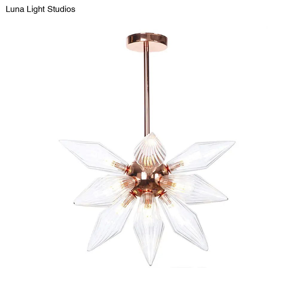 Sputnik Clear/Amber Glass Chandelier - 9/12/15 Bulbs - Brass/Copper Finish - Living Room Lighting Fixture