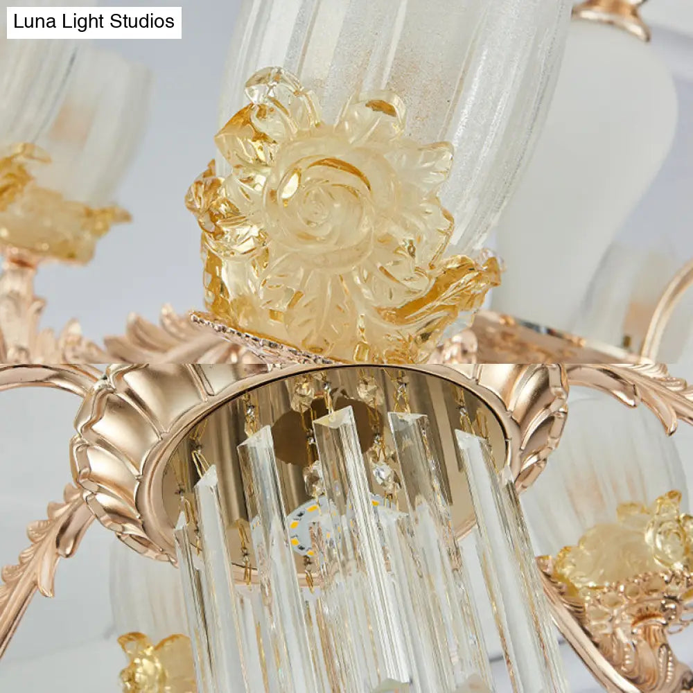 Lámpara de araña Sputnik de cristal transparente con 6/8 luces colgantes doradas - Ancho 27,5"/31,5" - Elegante y con estilo