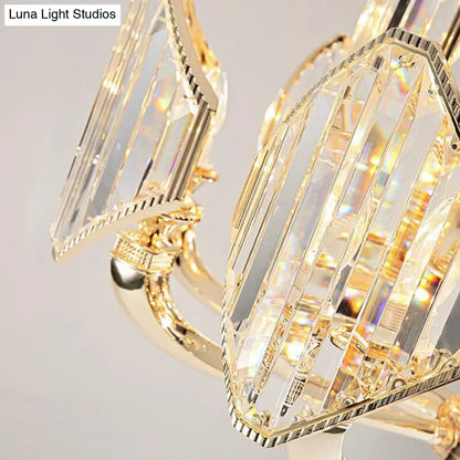 Lámpara de techo colgante Sputnik Crystal: elegante lámpara de techo dorada de 6 luces
