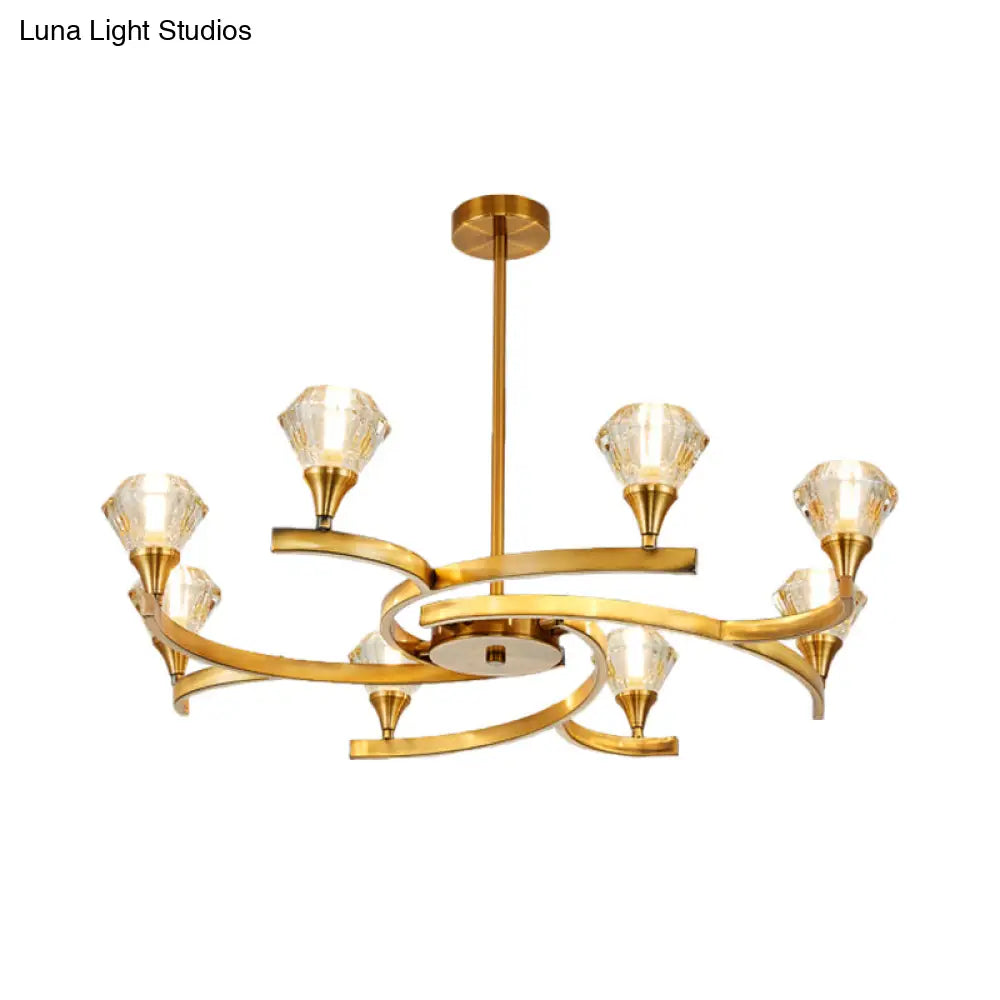 Lámpara de techo moderna Sputnik Design Diamond Crystal con 6/8/10 luces en cromo/oro