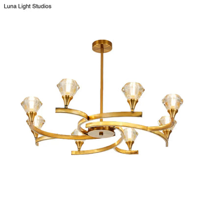 Lámpara de techo moderna Sputnik Design Diamond Crystal con 6/8/10 luces en cromo/oro