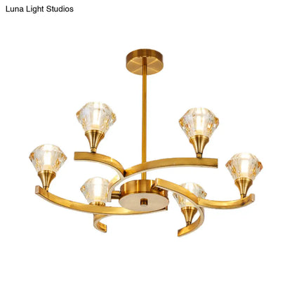 Lámpara de techo moderna Sputnik Design Diamond Crystal con 6/8/10 luces en cromo/oro