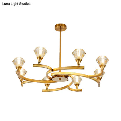 Lámpara de techo moderna Sputnik Design Diamond Crystal con 6/8/10 luces en cromo/oro