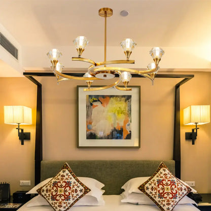 Lámpara de techo moderna Sputnik Design Diamond Crystal con 6/8/10 luces en cromo/oro