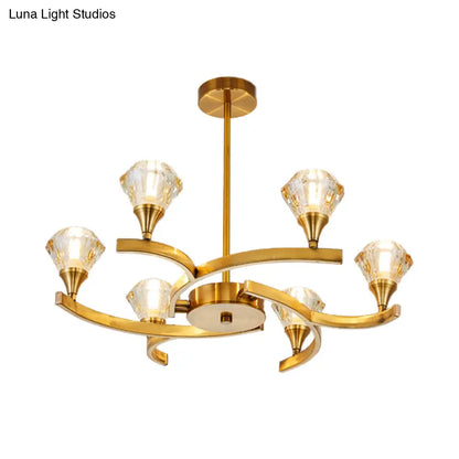 Lámpara de techo moderna Sputnik Design Diamond Crystal con 6/8/10 luces en cromo/oro