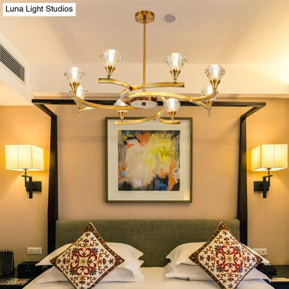 Lámpara de techo moderna Sputnik Design Diamond Crystal con 6/8/10 luces en cromo/oro