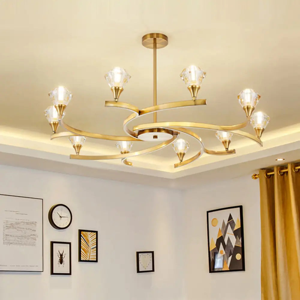 Lámpara de techo moderna Sputnik Design Diamond Crystal con 6/8/10 luces en cromo/oro