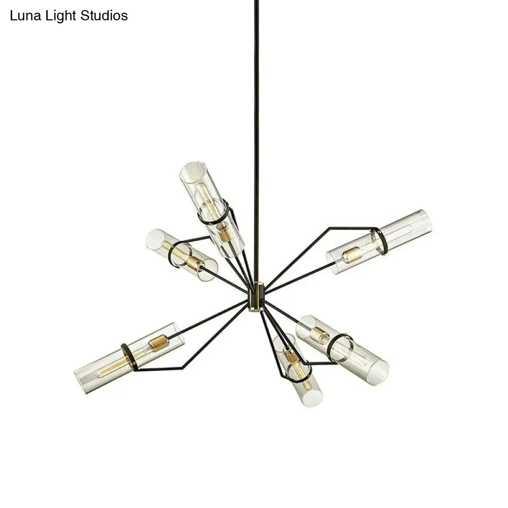 Sputnik Glass Chandelier - Industrial Hanging Light in Black, Clear/Smoke Glass, 3/6 Heads - Perfect for Bedrooms