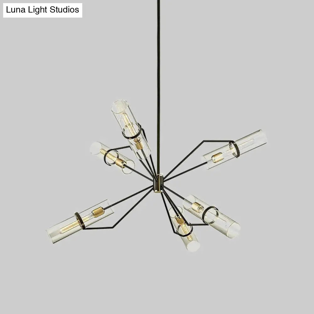 Sputnik Glass Chandelier - Industrial Hanging Light in Black, Clear/Smoke Glass, 3/6 Heads - Perfect for Bedrooms