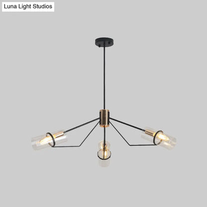 Sputnik Glass Chandelier - Industrial Hanging Light in Black, Clear/Smoke Glass, 3/6 Heads - Perfect for Bedrooms