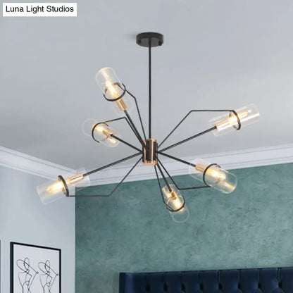 Sputnik Glass Chandelier - Industrial Hanging Light in Black, Clear/Smoke Glass, 3/6 Heads - Perfect for Bedrooms