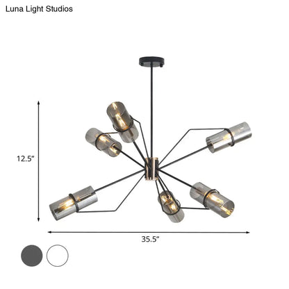 Sputnik Glass Chandelier - Industrial Hanging Light in Black, Clear/Smoke Glass, 3/6 Heads - Perfect for Bedrooms