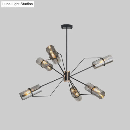 Sputnik Glass Chandelier - Industrial Hanging Light in Black, Clear/Smoke Glass, 3/6 Heads - Perfect for Bedrooms