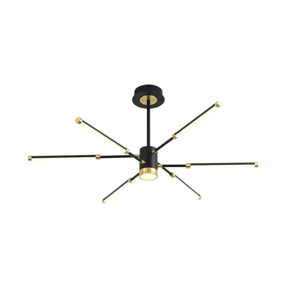 Lámpara de techo colgante moderna Sputnik - Metal, acabado negro, 6/8 luces - Luz de suspensión cálida/blanca