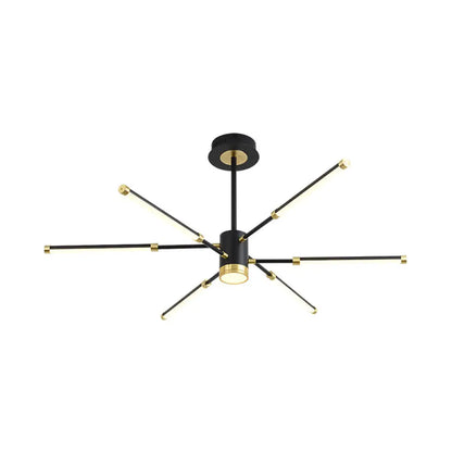 Lámpara de techo colgante moderna Sputnik - Metal, acabado negro, 6/8 luces - Luz de suspensión cálida/blanca