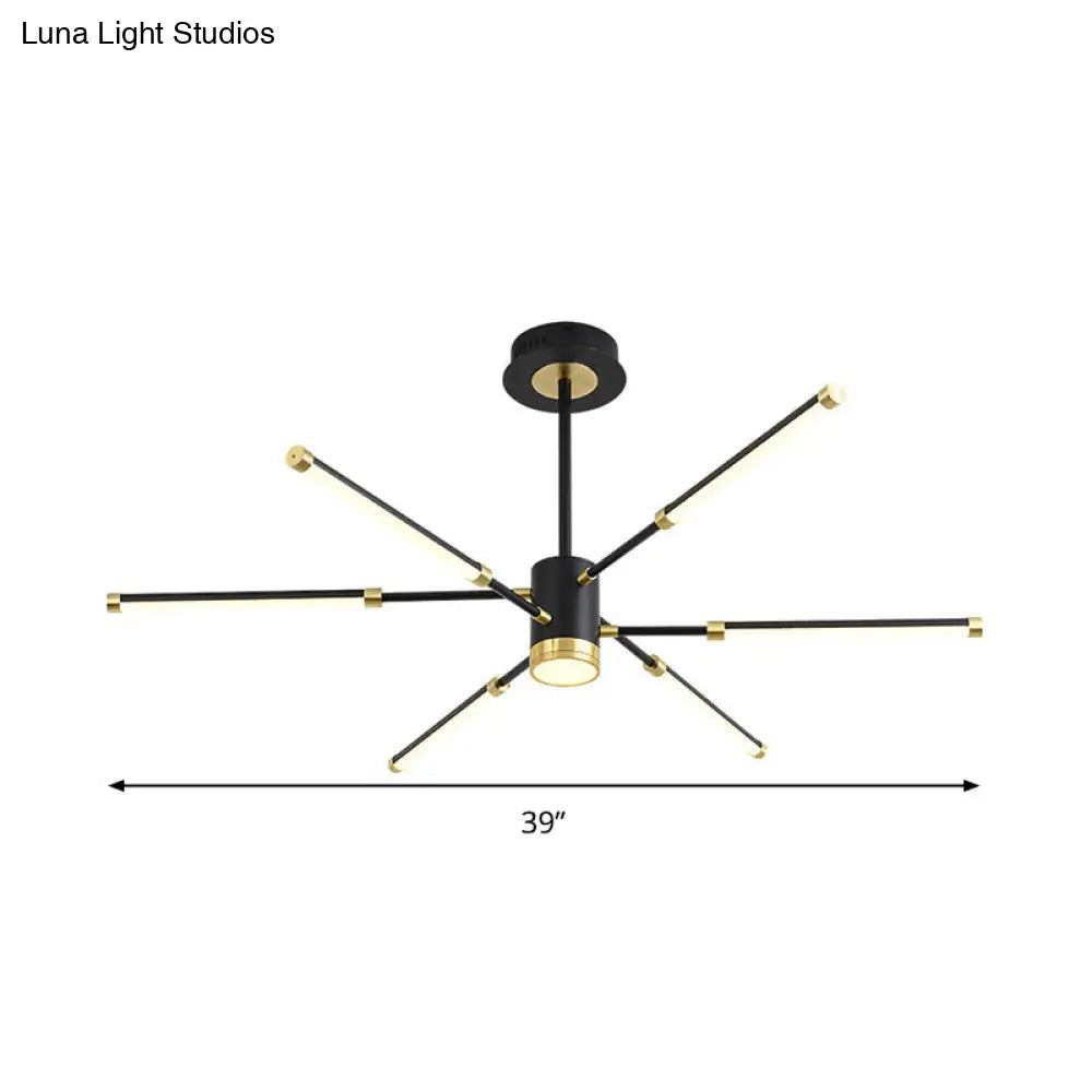 Lámpara de techo colgante moderna Sputnik - Metal, acabado negro, 6/8 luces - Luz de suspensión cálida/blanca
