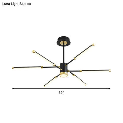 Lámpara de techo colgante moderna Sputnik - Metal, acabado negro, 6/8 luces - Luz de suspensión cálida/blanca