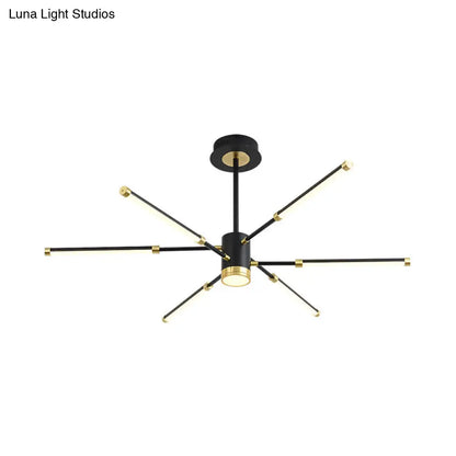 Lámpara de techo colgante moderna Sputnik - Metal, acabado negro, 6/8 luces - Luz de suspensión cálida/blanca