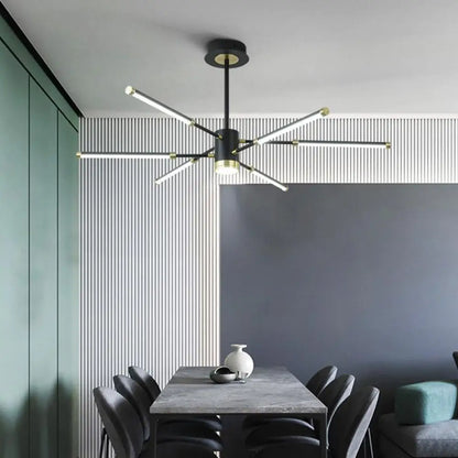 Lámpara de techo colgante moderna Sputnik - Metal, acabado negro, 6/8 luces - Luz de suspensión cálida/blanca