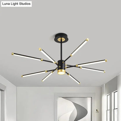Lámpara de techo colgante moderna Sputnik - Metal, acabado negro, 6/8 luces - Luz de suspensión cálida/blanca
